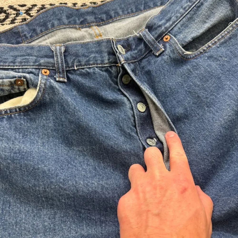 Men's Vintage 80's Levi's 501 XX Button Fly Dark Blue Denim Jeans Sz 36 x 34 USA